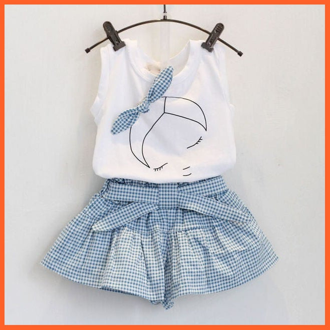 whatagift.com.au Kids T-shirts Baby Girls Toddler Vest+Shorts 2PCS set | 0-7Year Infant Outfits kidswear