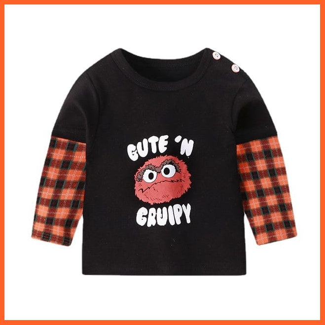 whatagift.com.au Kids T-shirts Black / 2-3Y Spring Baby Long Sleeve Cartoon Printed T-shirt Cotton Girl Boy Kids Top Tees