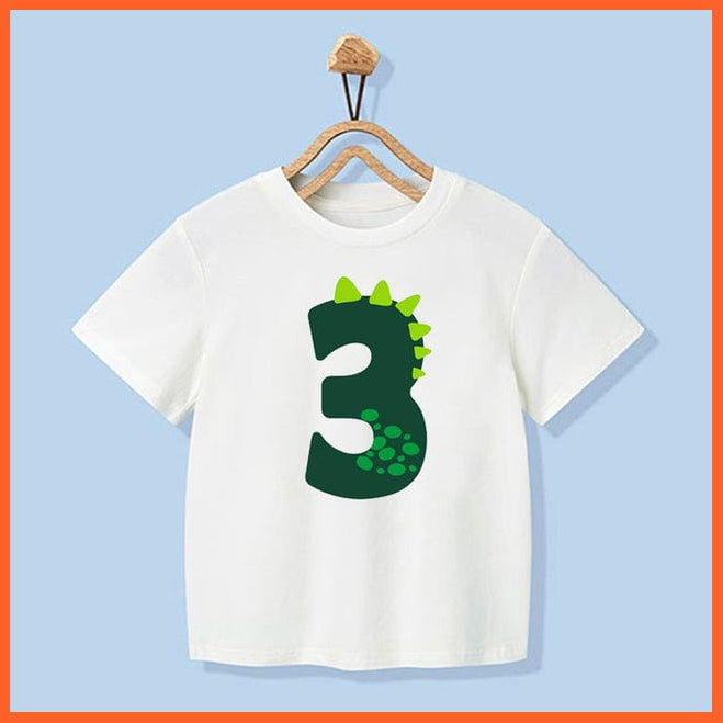 whatagift.com.au Kids T-shirts Dinosaur Birthday Number Cartoon Tee Tops | Children Animal Funny Kids Tshirt