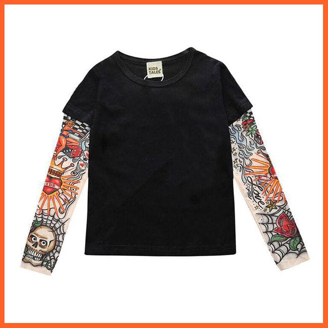 whatagift.com.au Kids T-shirts New Novelty Tattoo Long Sleeve Children Cotton Boys Kids T-Shirts