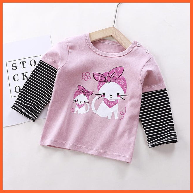 whatagift.com.au Kids T-shirts pink / 2-3Y Spring Baby Long Sleeve Cartoon Printed T-shirt Cotton Girl Boy Kids Top Tees