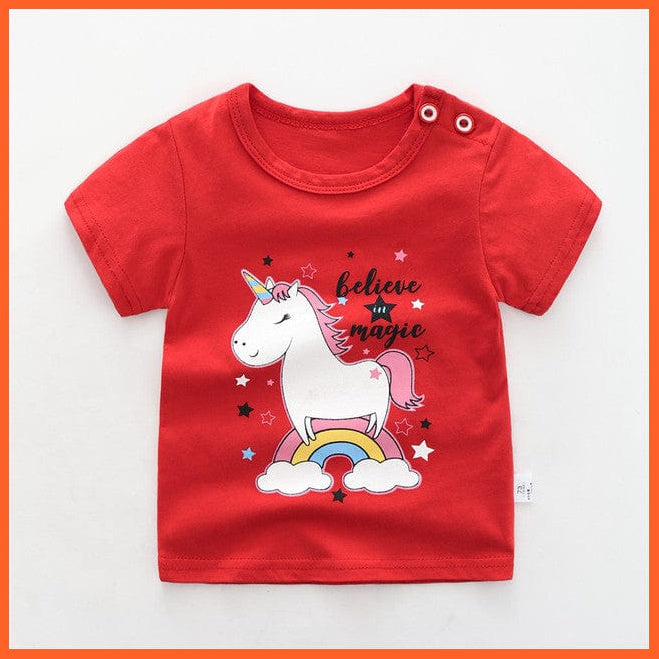 whatagift.com.au Kids T-shirts red horse / 2-3Y Spring Baby Long Sleeve Cartoon Printed T-shirt Cotton Girl Boy Kids Top Tees
