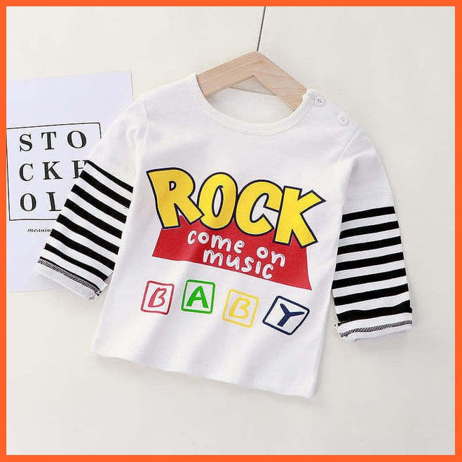 whatagift.com.au Kids T-shirts White rocket / 2-3Y Spring Baby Long Sleeve Cartoon Printed T-shirt Cotton Girl Boy Kids Top Tees