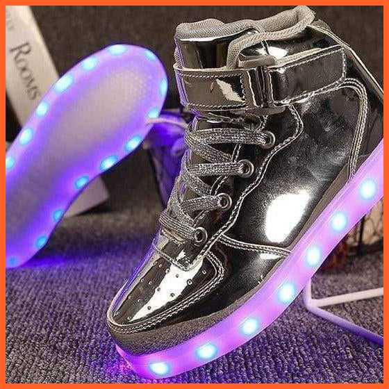 Led Sneakers Shiny Silver 7 Led Colors And Usb Easy Charging | whatagift.com.au.
