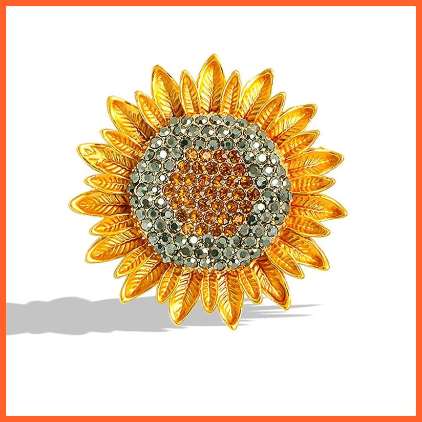 whatagift.com.au Luxurious Yellow Rhinestone Sunflower Brooch For Woman