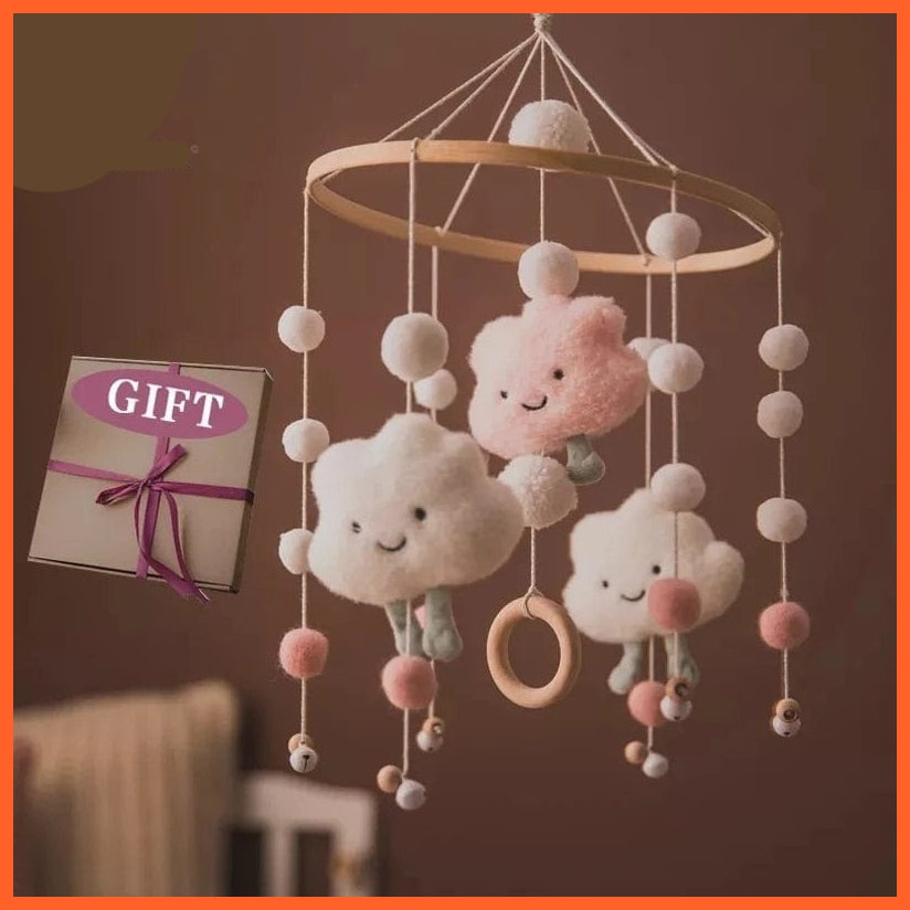 whatagift.com.au Musical Box Cloud Cotton Carousel For baby | Make Baby Rattles Crib Wooden Mobile Toy