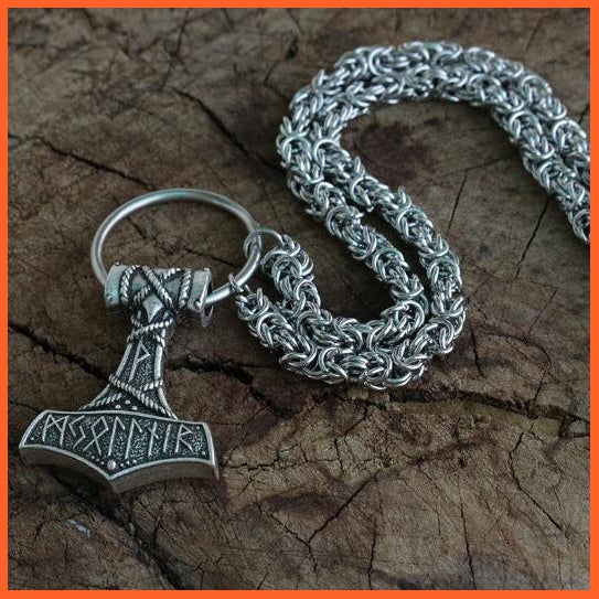 Thor'S Hammer With Nordic Letter Viking Pendant Necklace | whatagift.com.au.