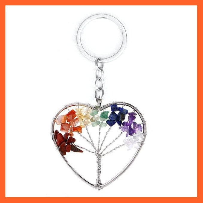 whatagift.com.au Necklaces Chakra 1 Keychain 2 7 Chakras Gemstone Natural Healing Crystals Tree Of Life Pendant Necklace