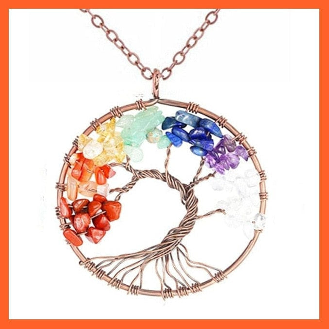 whatagift.com.au Necklaces Chakra Antique Coppe Copy of Copy of 7 Chakras Gemstone Natural Healing Crystals Tree Of Life Pendant Necklace