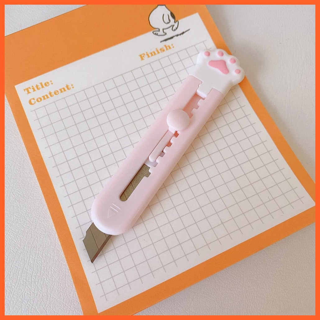 whatagift.com.au office accessories A 1 PCS Cute Girly Pink Cat Paw Alloy Mini Portable Utility Knife Cutter