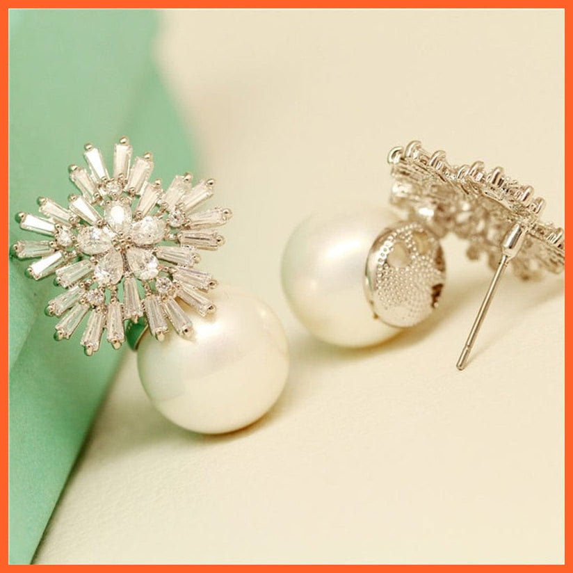 whatagift.com.au Pearl Earrings Fashion Snowflake Crystal Earrings For Women | Charm Zircon Jewellery