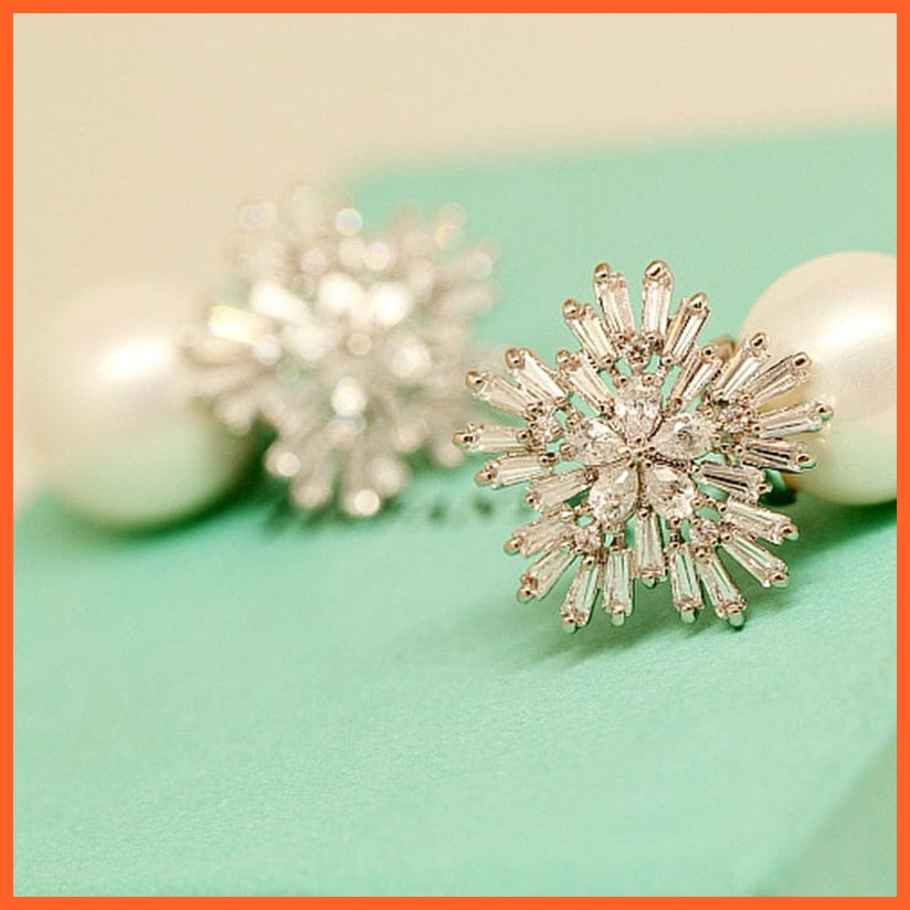 whatagift.com.au Pearl Earrings Fashion Snowflake Crystal Earrings For Women | Charm Zircon Jewellery