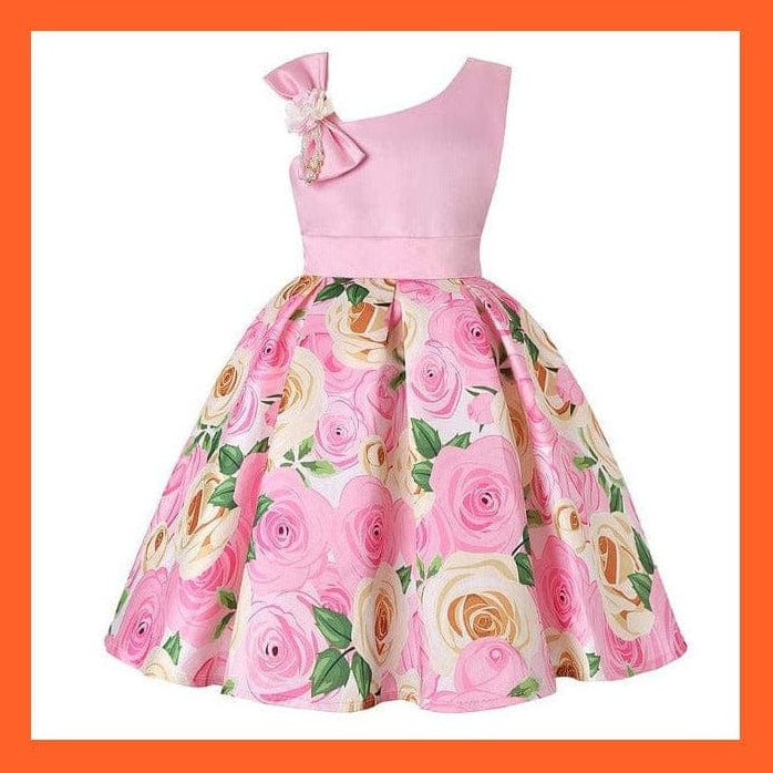 whatagift Pink / 2T Floral Print Dresses For Girls