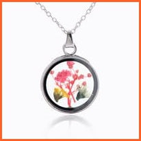 whatagift.com.au R 1Pcs Round Clear Pressed Preserved Fresh Flower Charms Resin Pendants | Rose Petal Pendant Chain Necklace