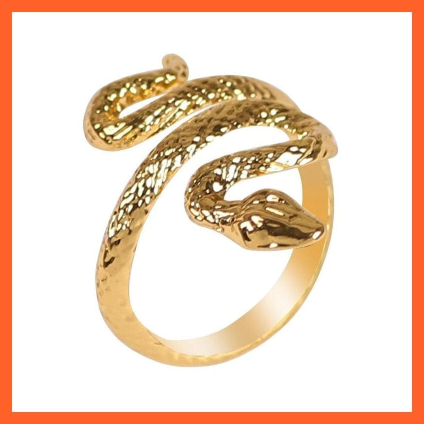 whatagift.com.au Resizable / JZ182-gold Unisex Vintage Punk Gothic Snake Rings | Black Silver Color Metal Open Design Animal Finger Ring
