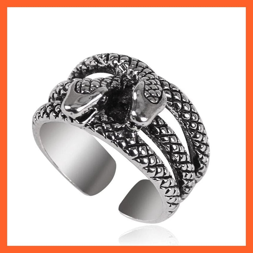 whatagift.com.au Resizable / JZ183 Unisex Vintage Punk Gothic Snake Rings | Black Silver Color Metal Open Design Animal Finger Ring