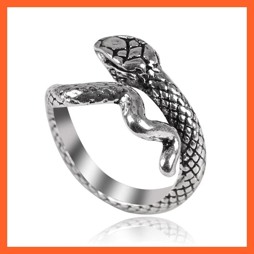 whatagift.com.au Resizable / JZ184 Unisex Vintage Punk Gothic Snake Rings | Black Silver Color Metal Open Design Animal Finger Ring