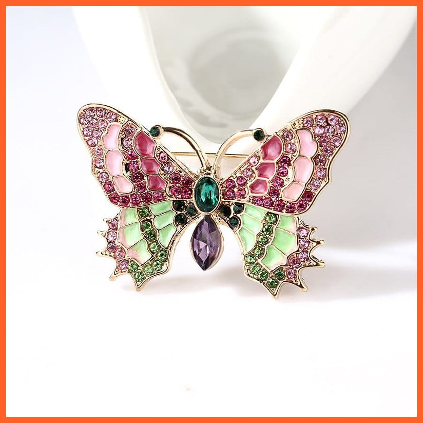 whatagift.uk Retro Glass Butterfly Vintage Enamel Insect Brooch