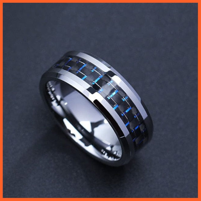 Titanium Steel Black Carbon Fiber Rings For Men | whatagift.com.au.