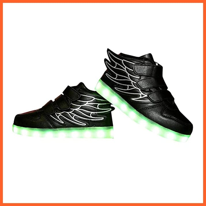 unbranded Shoes Unisex Black Flying Led Shoes For Kids With Wings | Black Wings Shoes For Boys And Girls