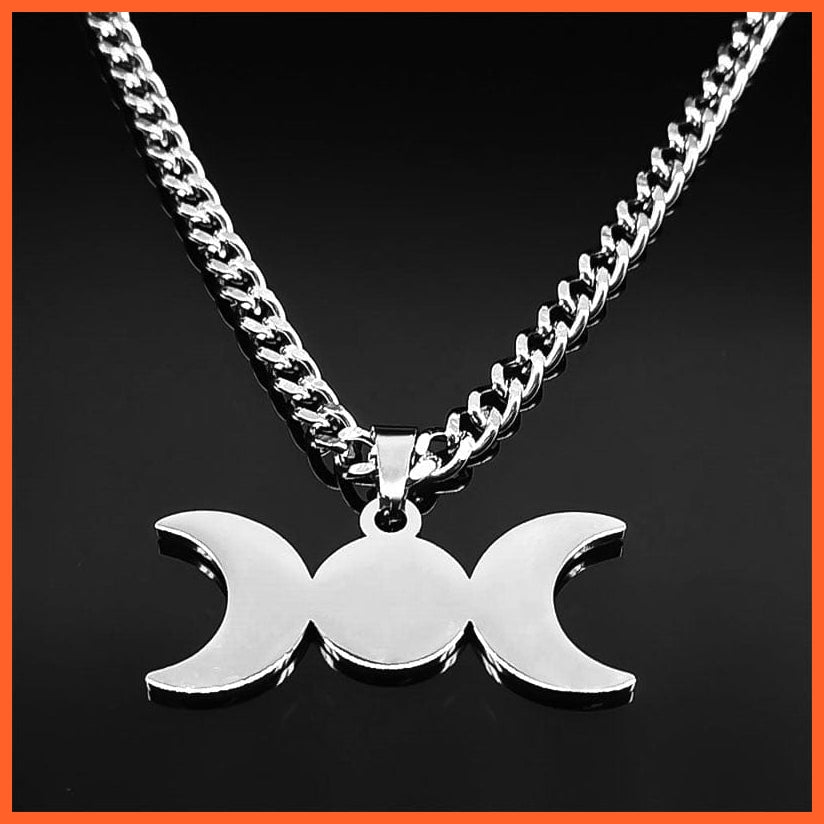 whatagift.uk Stainless Steel Triple Moon Necklace for Women