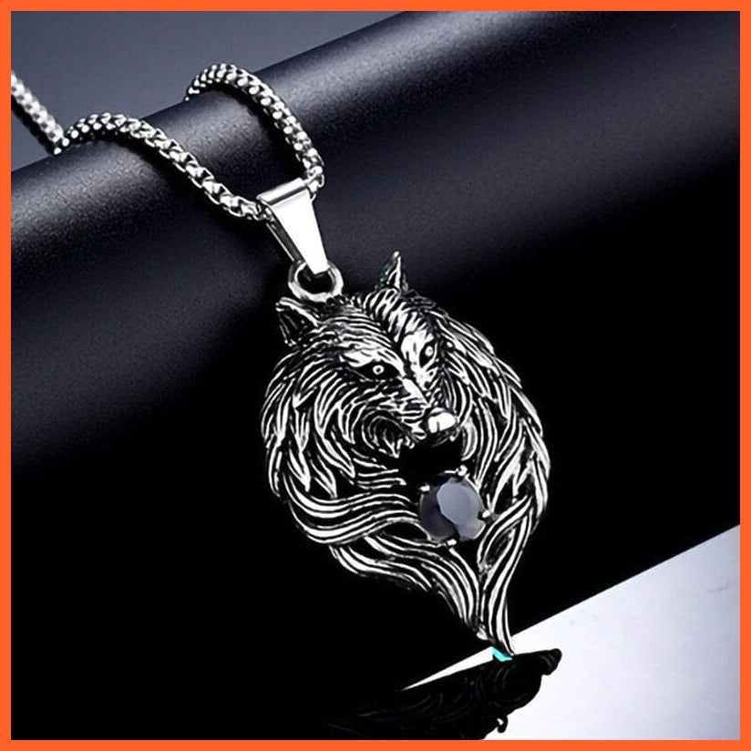 whatagift.uk Stainless Steel Wolf head Pendant Necklace Chain
