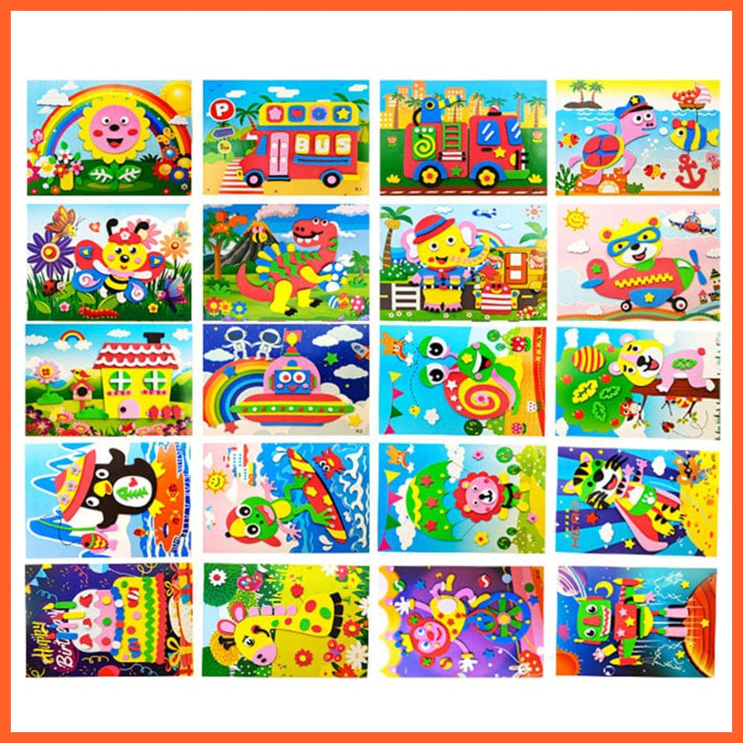 whatagift.com.au Stickers 10/5Pcs New 3D Foam Sticker Puzzle Game DIY Cartoon Animal Toys For Children