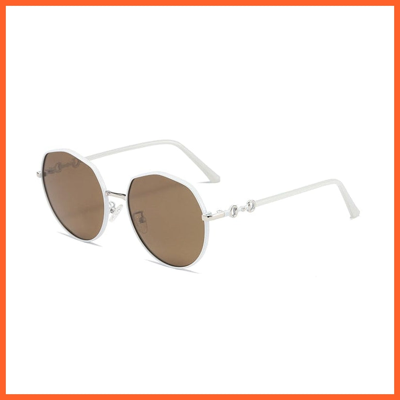 whatagift.com.au Sunglasses 313.Transparent tea / follow picture Fashion Eyewear Outdoor Polarized  UV400 Metal Oval Frame Sunglasses