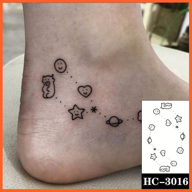 Waterproof Temporary Tattoo Stickers | Black Hand Drawn Heart Design Body Art Fake Flash Women Wrist Tattoos | whatagift.com.au.