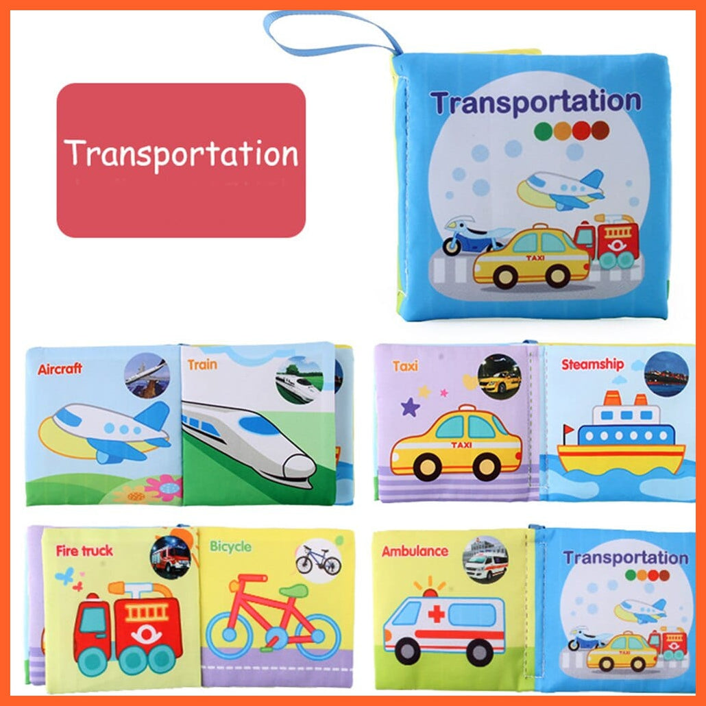 whatagift.com.au Transportation New Born Washable Fabric Learning Book