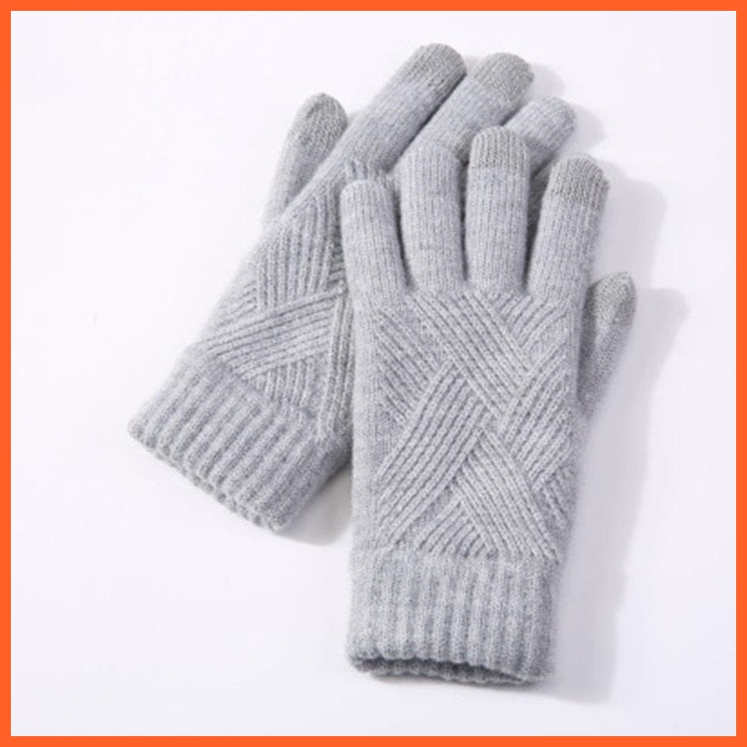 whatagift.com.au Unisex Gloves Gray / One Size Winter Knitted Full Finger Gloves | Woolen Touch Screen Cycling Driving Gloves