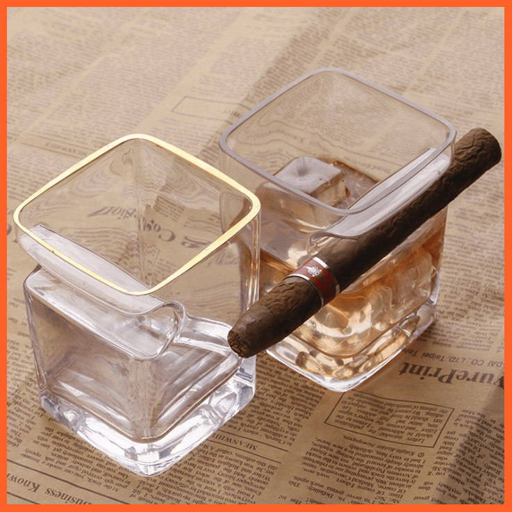 Creative Whisky Glass With Cigar Holder | whatagift.com.au.