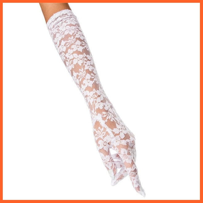whatagift.com.au Women's Gloves K48 White A244 / One Size Copy of Elegant Women Ultra-Thin Long Sexy Black Gloves | Lace Mesh Gloves