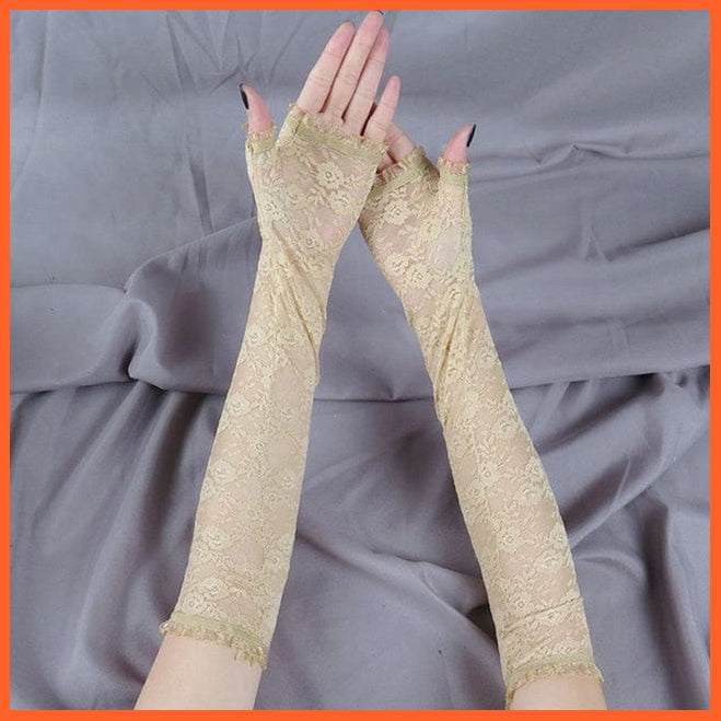 whatagift.com.au Women's Gloves L88 Khaki / One Size Elegant Women Ultra-Thin Long Sexy Black Gloves | Lace Mesh Gloves