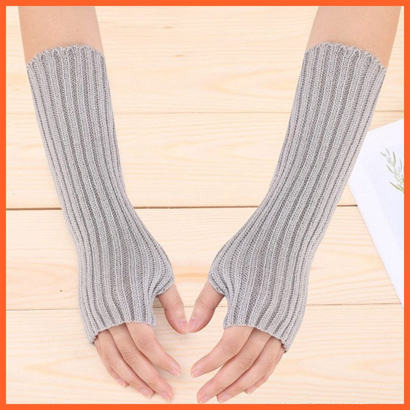 whatagift.com.au Women's Gloves Light Grey / length-30cm New Women Fingerless Gloves Goth Knitted Arm Warmers |  Anime Cosplay Accessories