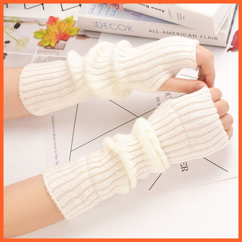 whatagift.com.au Women's Gloves New Women Fingerless Gloves Goth Knitted Arm Warmers |  Anime Cosplay Accessories