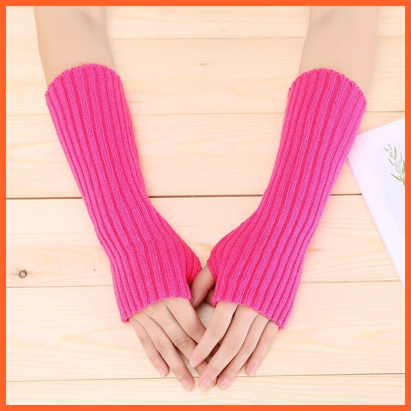 whatagift.com.au Women's Gloves Watermelon red / length-30cm New Women Fingerless Gloves Goth Knitted Arm Warmers |  Anime Cosplay Accessories
